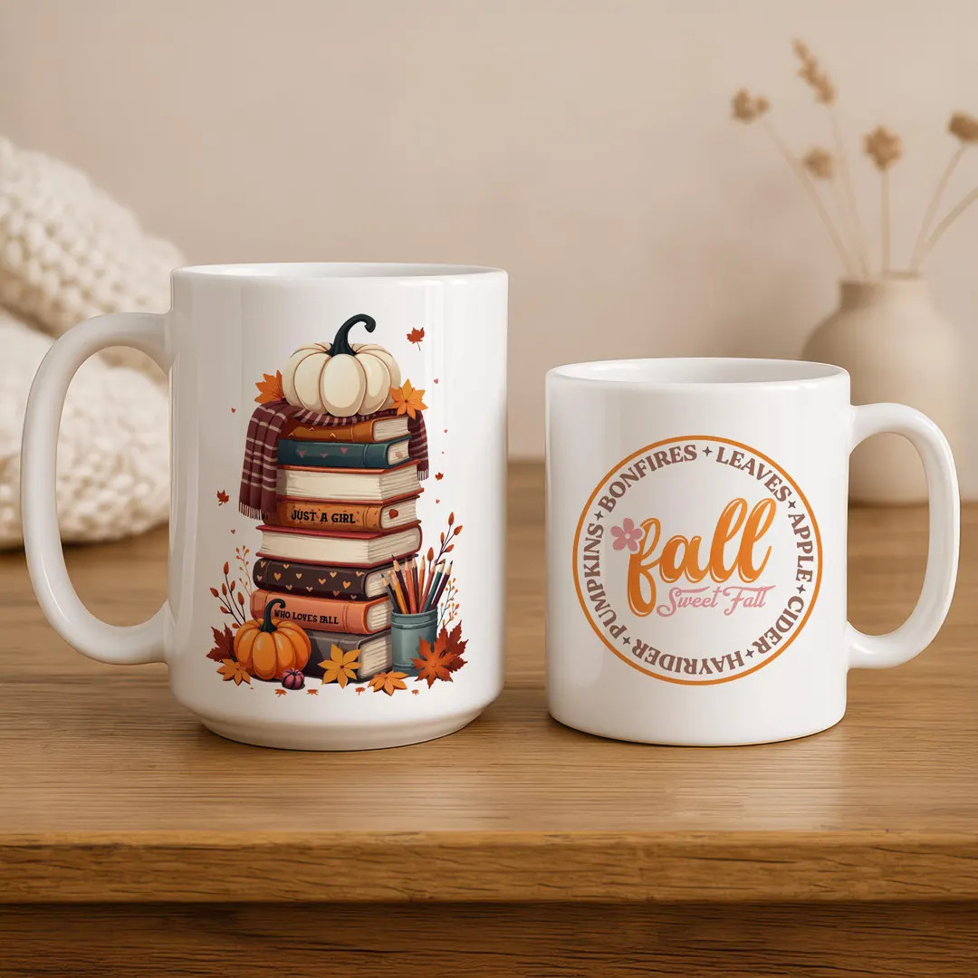Just A Girl Who Loves Fall Ceramic Mug, Cozy Fall Theme Bookworm Gift, Fall Sweet Fall Coffee Mug... | Etsy (Global)