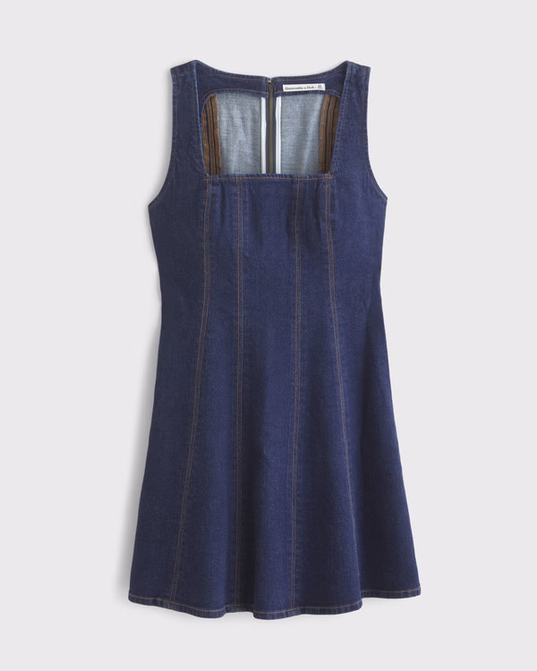 Women's The A&F Mila Squareneck Denim Mini Dress | Women's Dresses & Jumpsuits | Abercrombie.com | Abercrombie & Fitch (US)