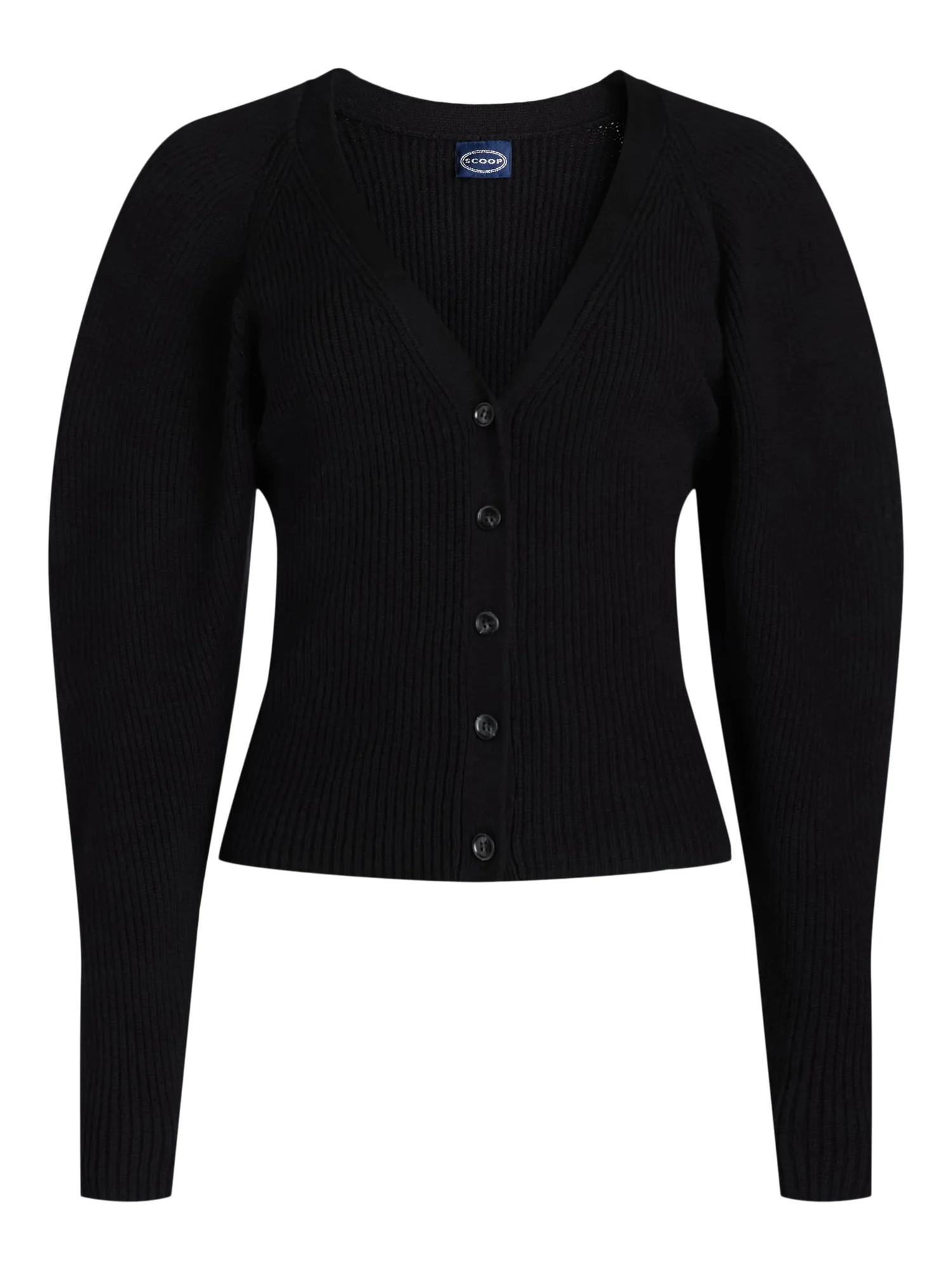 Scoop Women's Puff Sleeve Cardigan Sweater, Lightweight, Sizes XS-XXL | Walmart (US)