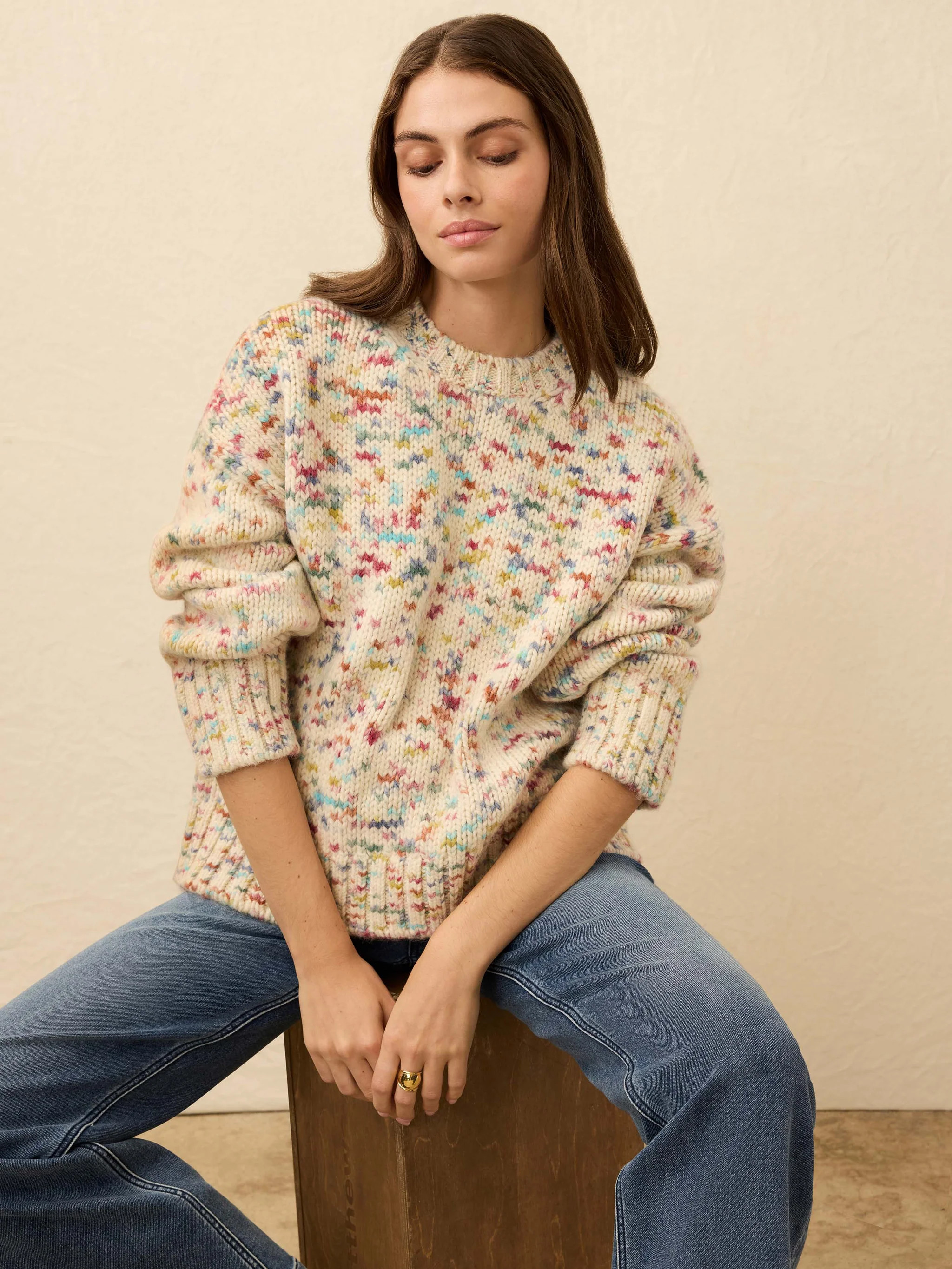 Superfine Alpaca Summit Sweater - Snow Sprinkle | Faherty