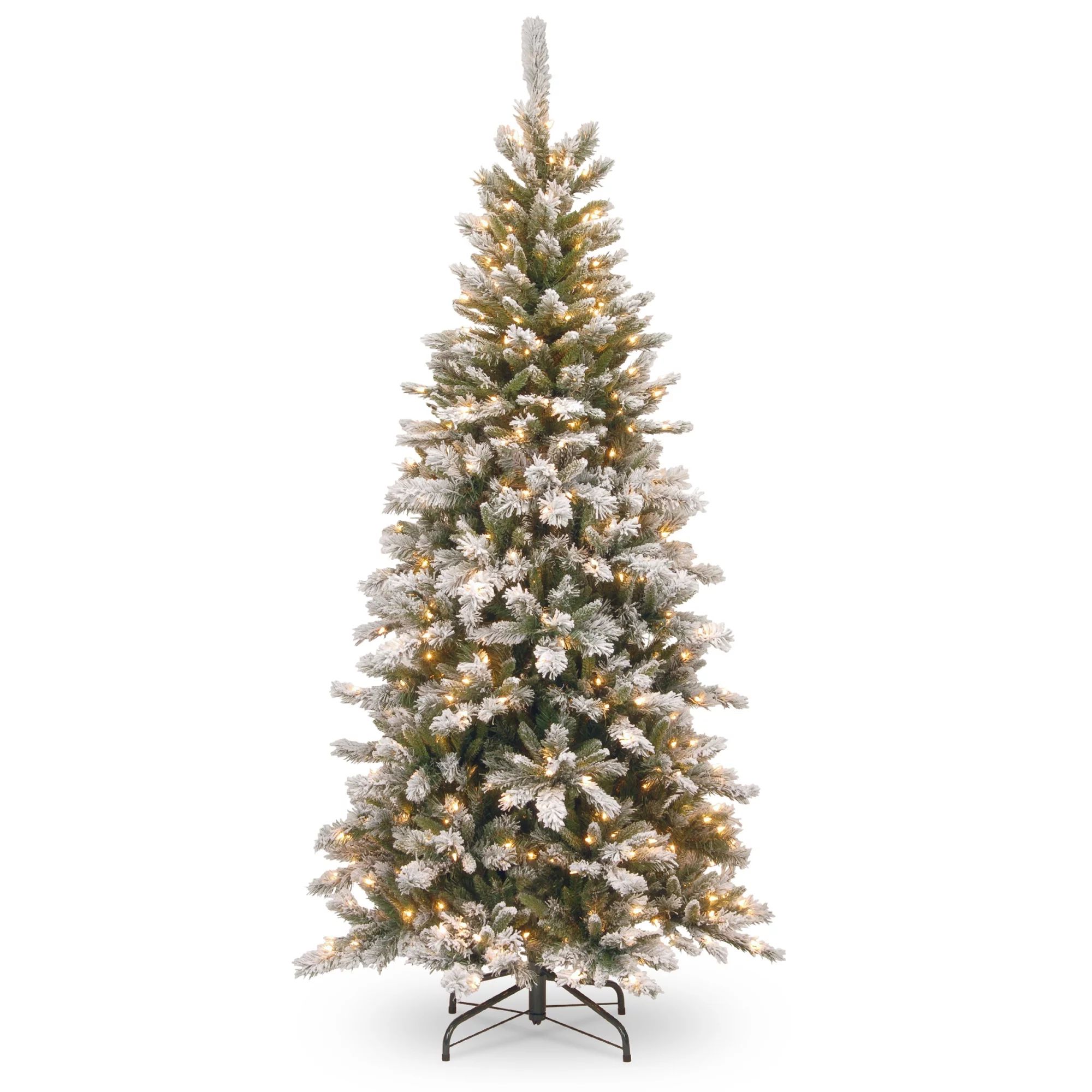 National Tree Company Clear Prelit Incandescent Green Flocked Slim Christmas Tree, 7.5' - Walmart... | Walmart (US)