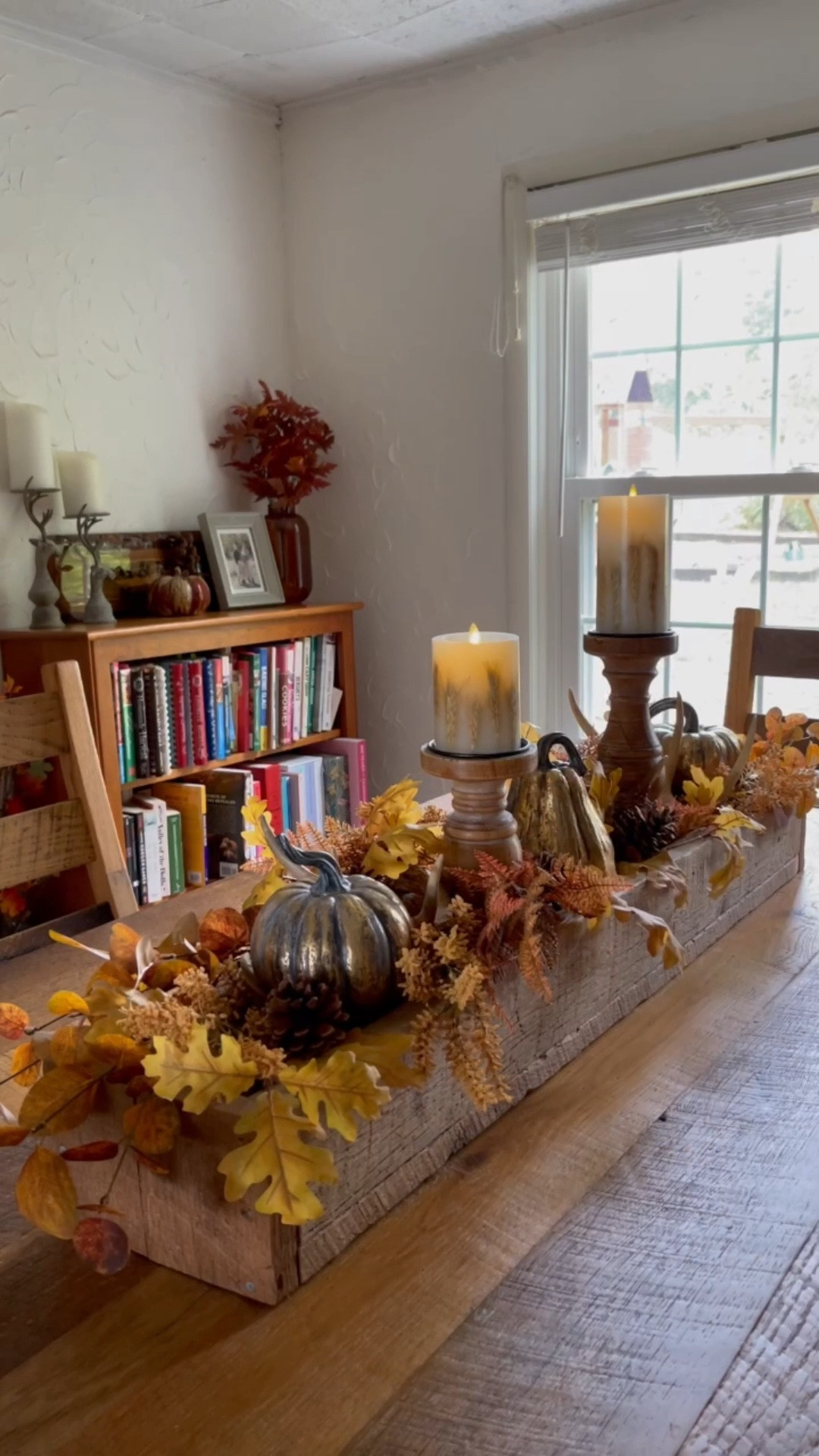 Fall dining room tablescape, fall centerpiece with pumpkins, @Michaels leaf stems, Luminara candles

#LTKHome #LTKSeasonal #LTKSaleAlert