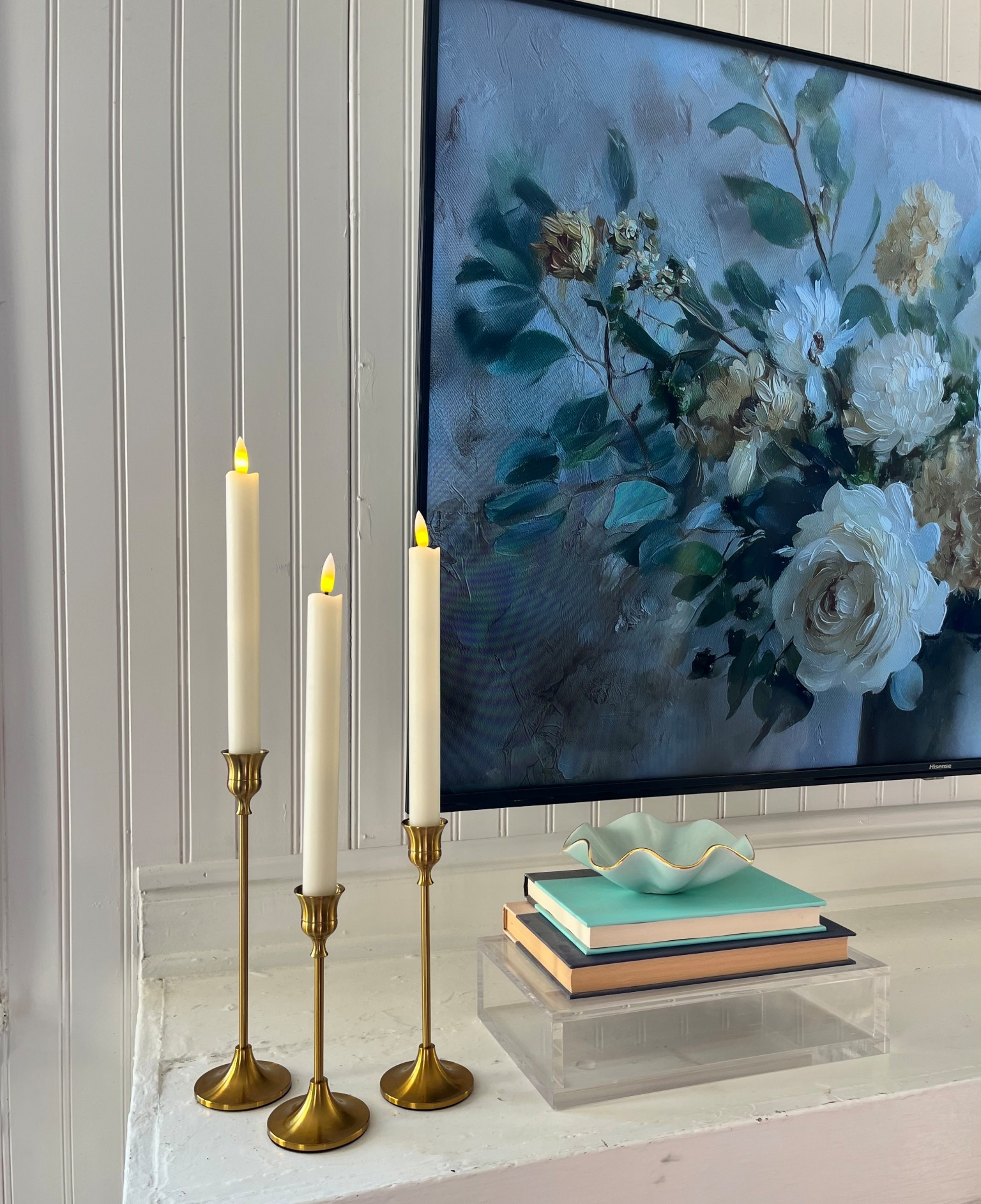 Love these candlestick holders and flameless candles I found on Amazon! 