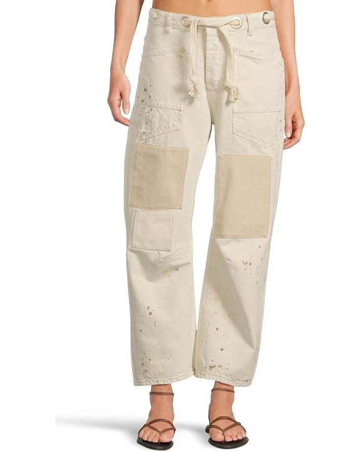 Women's Free People We The Free Moxie Barrel Jeans White Drawstring Waist DDR2558 | Shop Simon