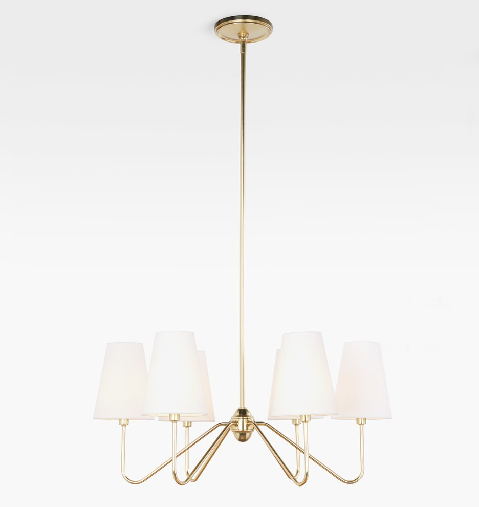 Berkshire 6 Arm Chandelier with Linen Shades | Rejuvenation