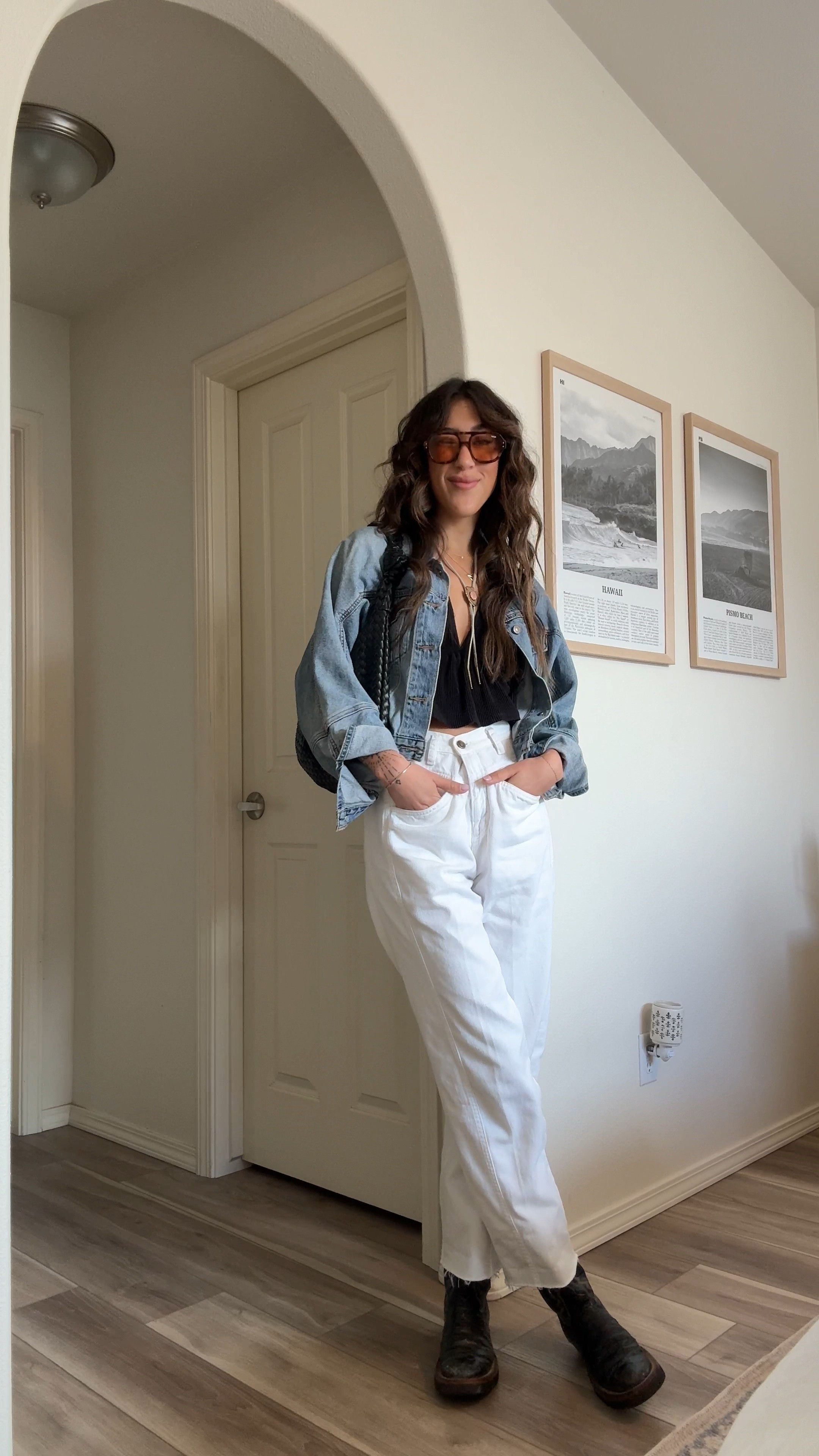 vintage lee jeans
vintage boots 
old free people shirt 
old beginning boutique glasses!