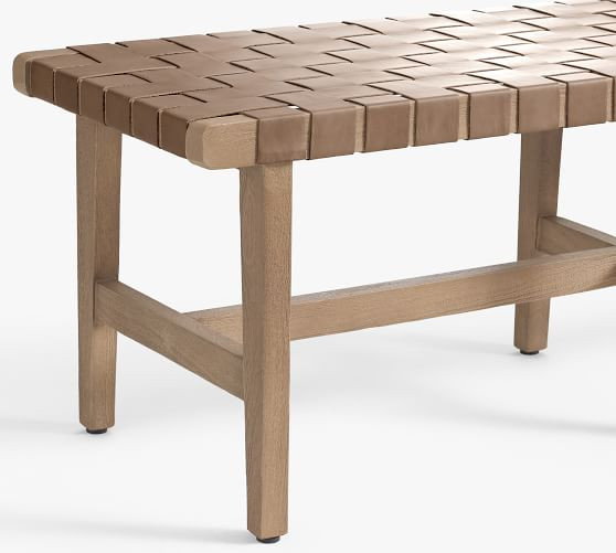 Fenton Woven Leather Bench | Pottery Barn (US)