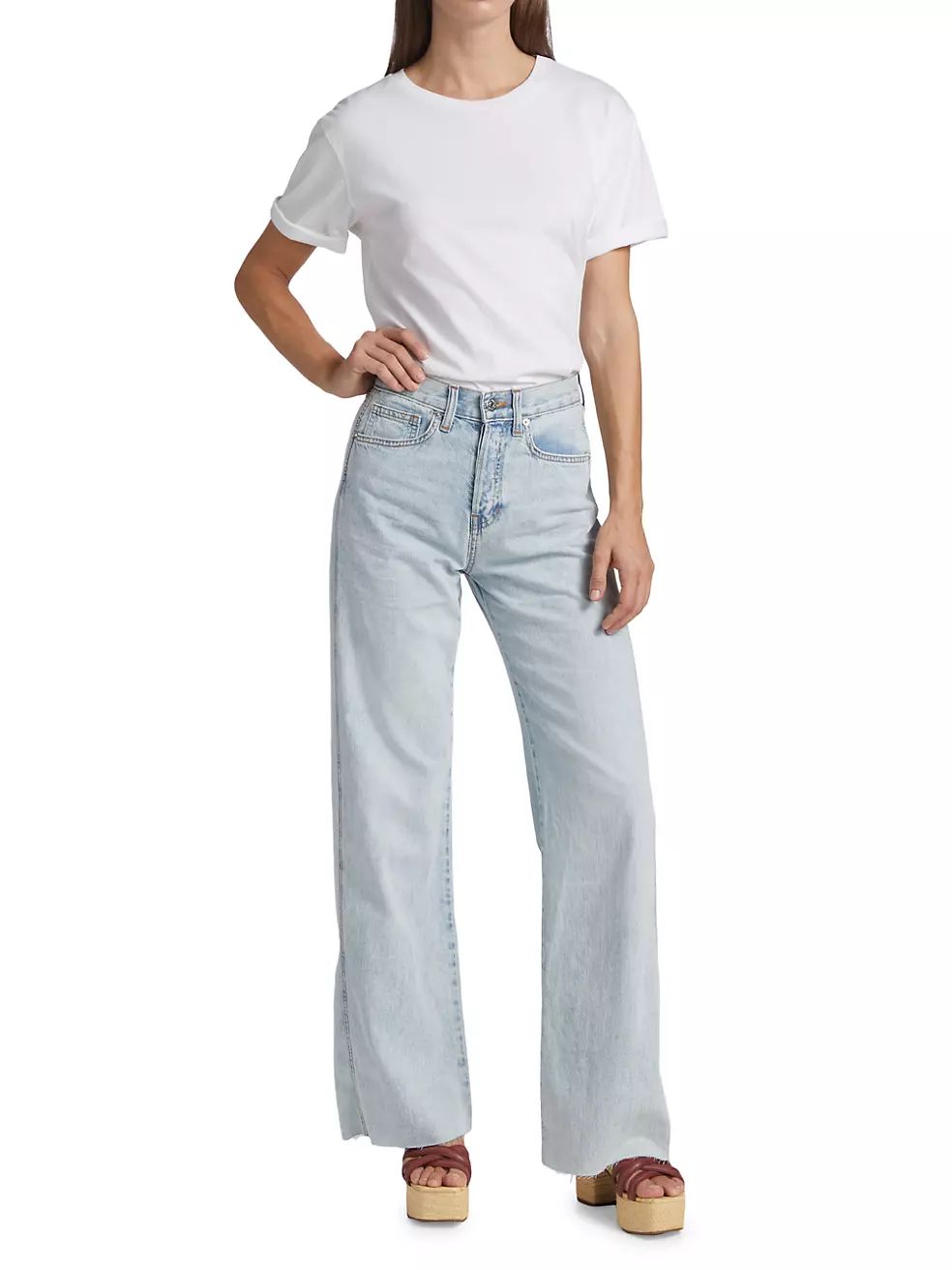 Taylor High-Rise Stretch Wide-Leg Jeans | Saks Fifth Avenue