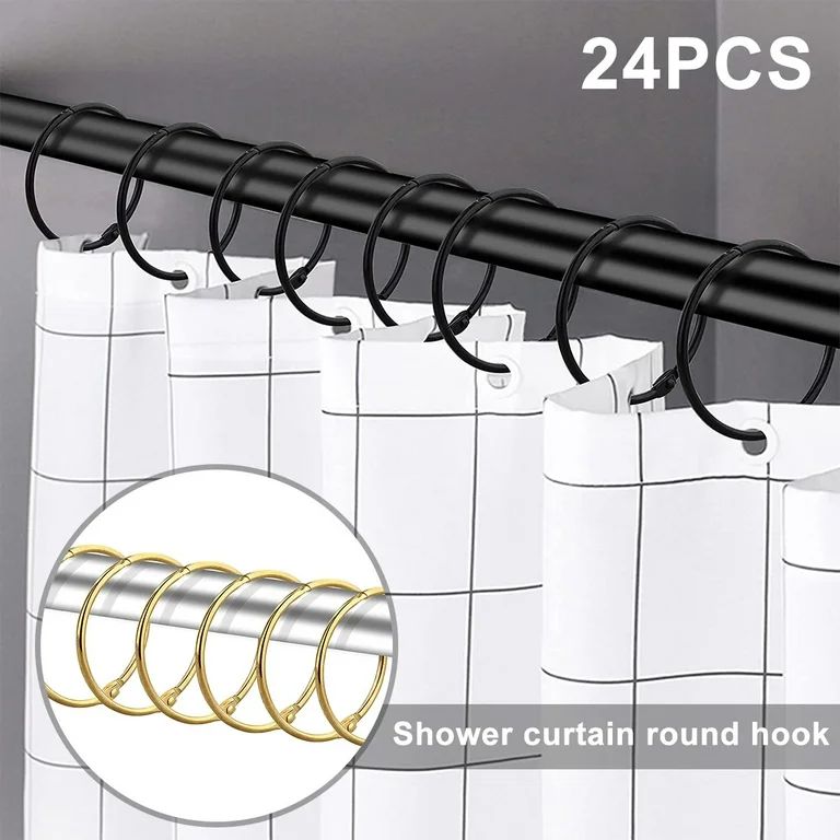 24 Pack Shower Curtain Rings, Rustproof Decorative Shower Curtain Hooks Metal Round Shower Curtai... | Walmart (US)