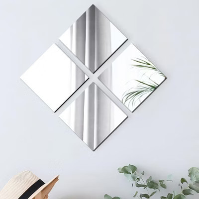 Evideco French Home Goods Small Decorative Wall Self Adhesive Shaped Square Mirrors - Set of 4 | Target