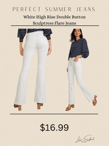 Perfect white summer jeans for $16 only with code: SAVE20
White High Rise Double Button Sculptress Flare Jeans

White jeans • flare jeans • Memorial Day outfit • summer jeans • summer outfit 

#LTKSaleAlert #LTKStyleTip