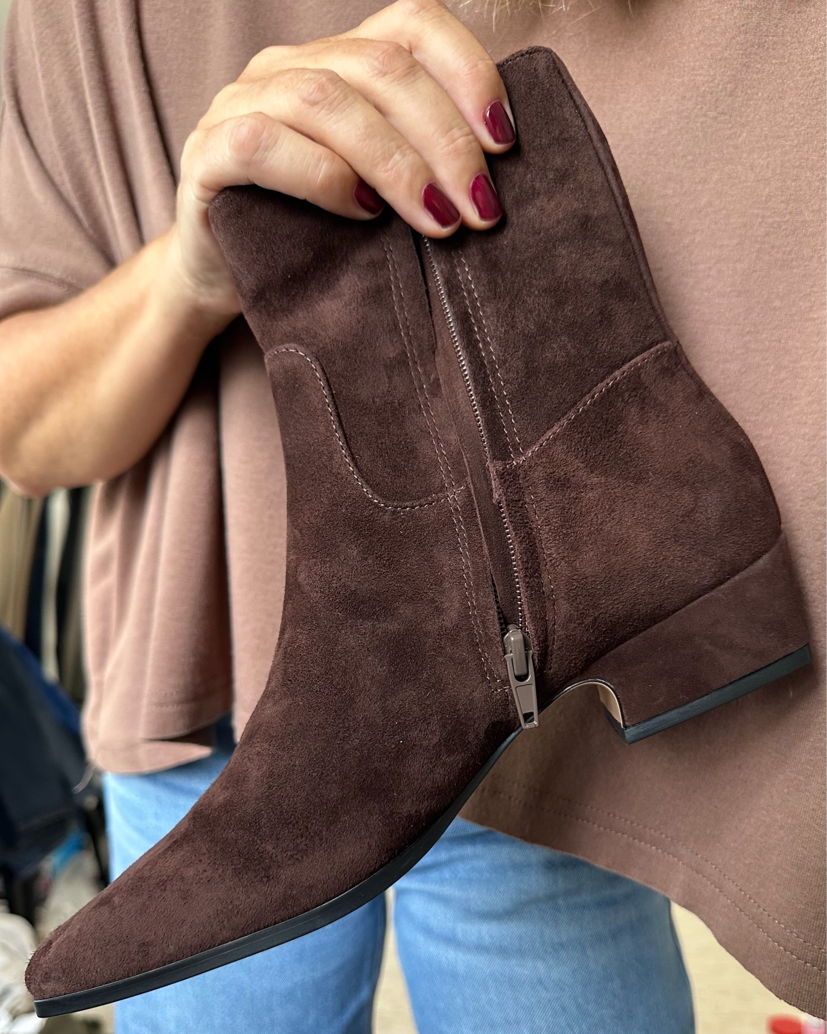 The prettiest suede boots for fall! Casual but elevated and a comfortable block heel! I got my usual size and they fit great but I’m considering sizing up 1/2 size so I can fit thicker socks.

#LTKcanada #LTKstyletip #LTKshoes