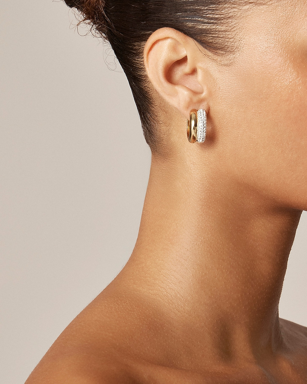 Double hoop earrings with pavé crystals | J. Crew US