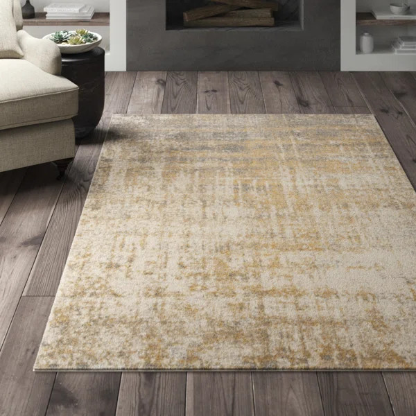 Connie Abstract Creme/Gold Area Rug | Wayfair North America