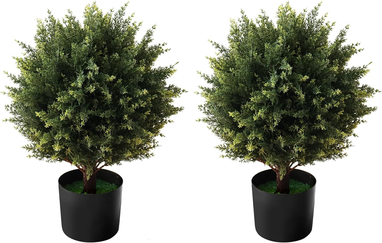 Boxwood Artificial Cedar Topiary Ball Trees – Decorative Fake Greenery in Planter Pots for Fron... | Amazon (US)