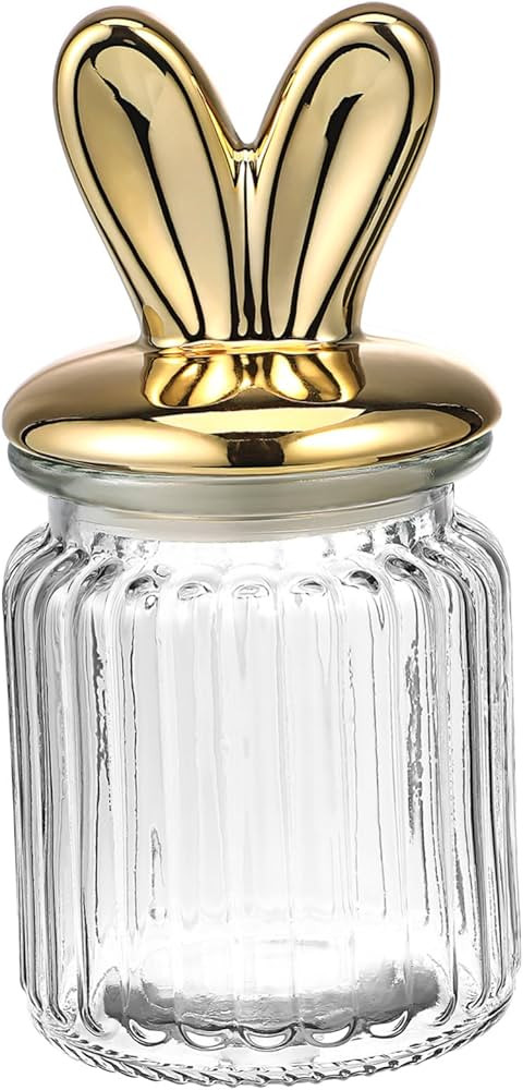 MAGICLULU Rabbit Glass Jar with Bunny Ear Lid Easter Rabbit Shape Candy Jar Food Storage Canister... | Amazon (US)