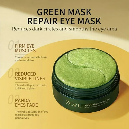 SDJMa Eye Mask 60 Pcs Rich in Avocado Fruit Essence Avocado Eye Mask Under Eye Patches for Dark Circles and Puffiness Lighten Fine Lines and Eye Bags Water Replenishing Eye Treatment Mask | Walmart (US)