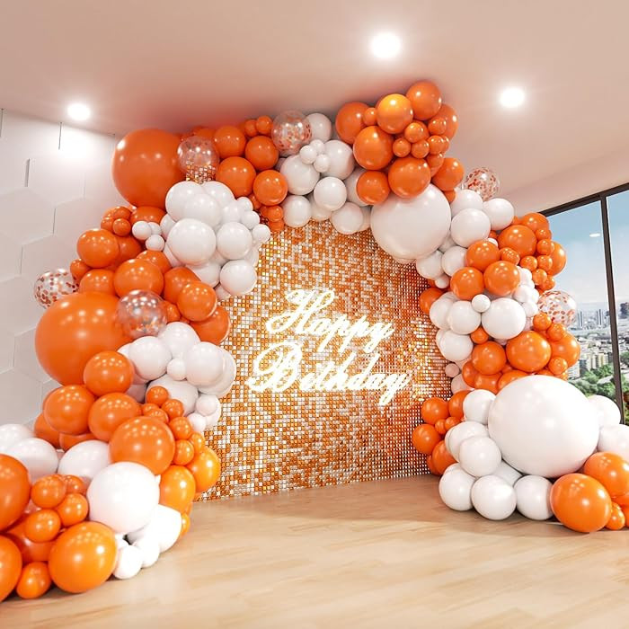 Orange and White Balloon Arch Kit, ADOINBY 140Pcs White and Orange Balloons Confetti Balloon 18 1... | Amazon (US)