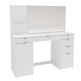 Amelia White Vanity with Mirror 54 in. H x 57 in. W x 17.5 in. D 402102210001 | The Home Depot