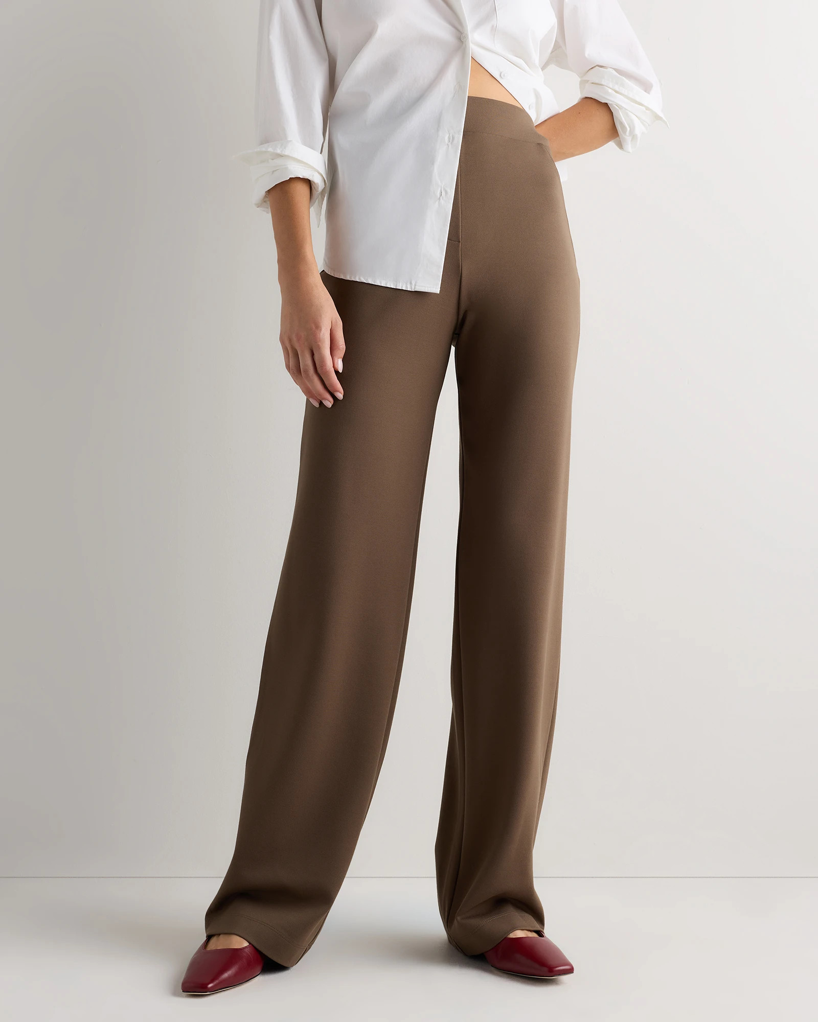Quince | Women's Ultra-Stretch Ponte Wide Leg Pants in Black, Size XS, Rayon | Quince