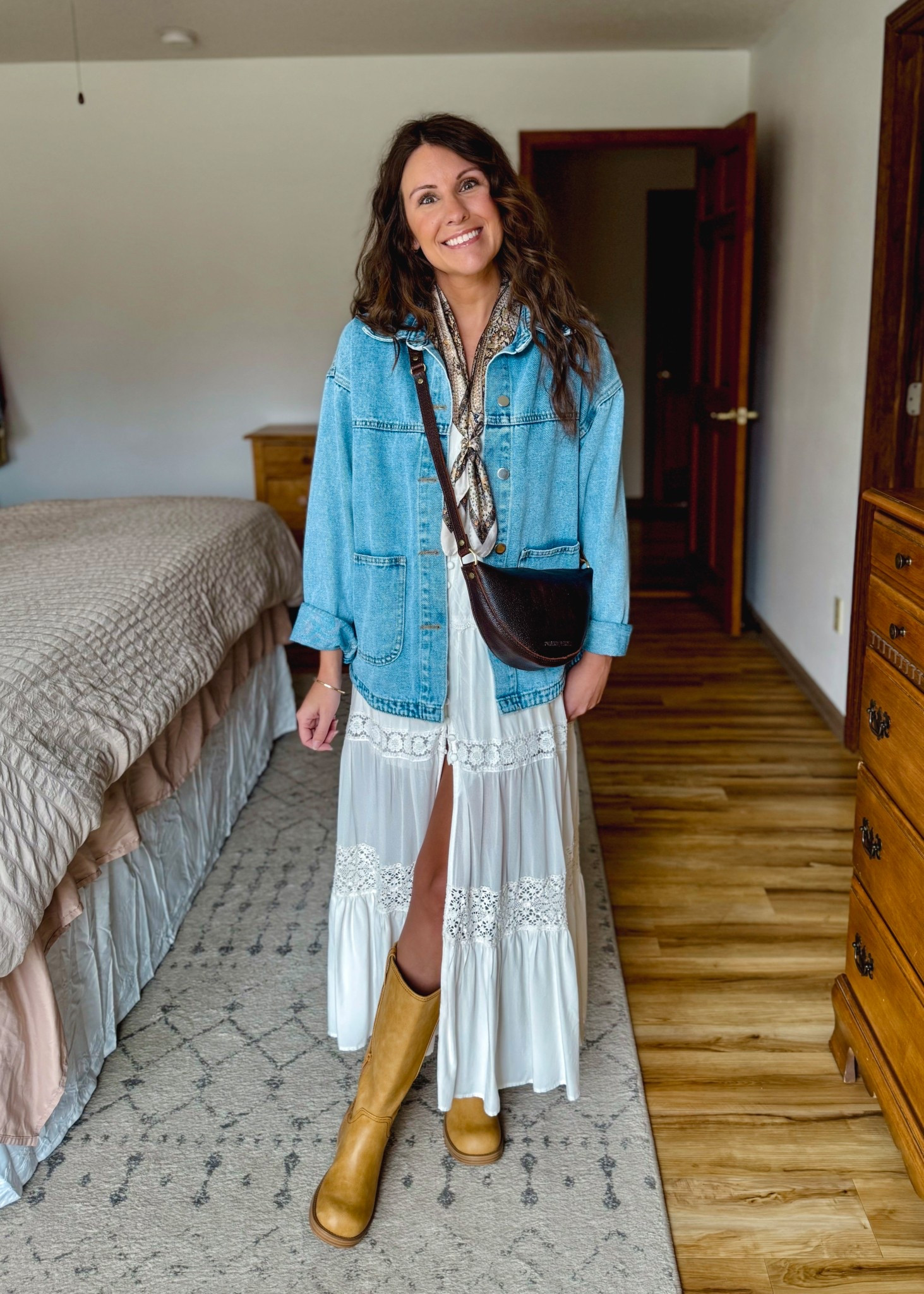 wearing size medium in this dress (also have in red!), XS in my denim jacket, and size 6 in my campus boots.
 


#LTKPetite #LTKgrwm #LTKootd