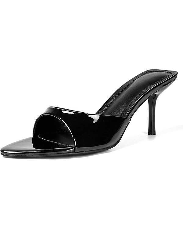 QIV Leopard Kitten Heels Pointed Toe Mule Heels for Women Open Toe Kitten Heel for Party Dressy W... | Amazon (US)