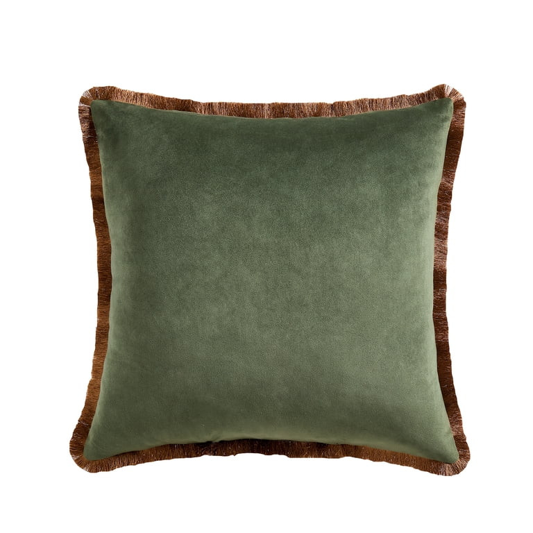 Home Decor Collection 20" x 20" Green Floral Velvet Decorative Pillow | Walmart (US)