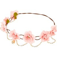 Pink Flower and Gold Faux Pearl Hair Garland | Claire's (UK)