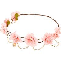 Pink Flower and Gold Faux Pearl Hair Garland | Claire's Accessories (UK)