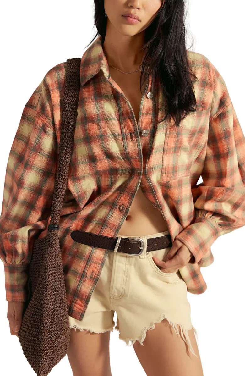 Ashley Oversize Plaid Cotton Button-Up Shirt | Nordstrom