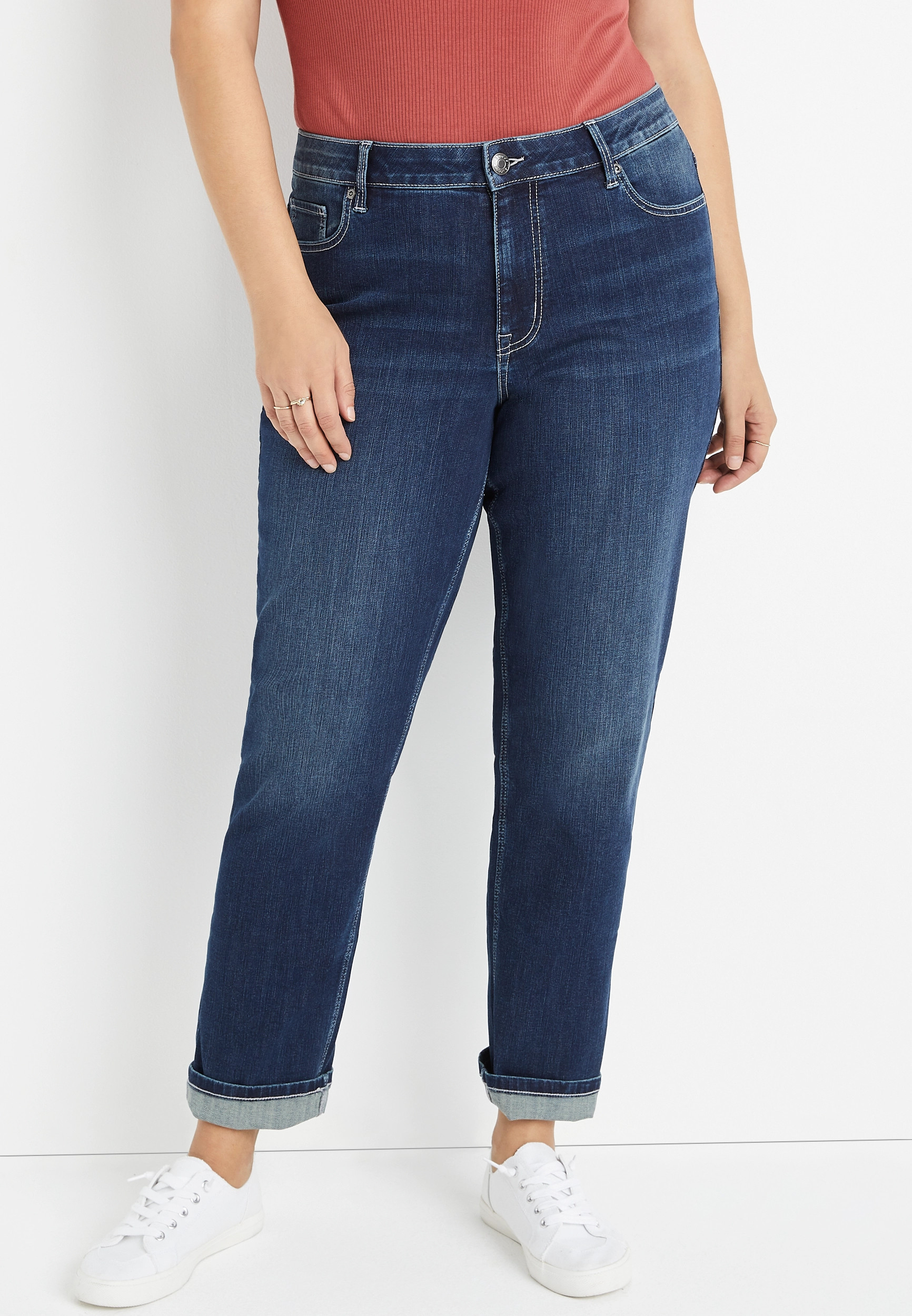 Maurices Plus Size Jeans Women's Jeans Classic Straight Curvy High Rise Jean Blue Denim Size 24W | Maurices