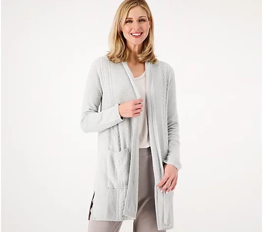 Barefoot Dreams CozyChic Lite Essential Cable Cardigan - QVC.com | QVC