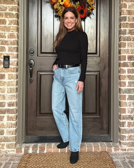 Loving this black form fitting mock turtleneck from the cabi clothing Fall and Winter collection. Fits tts. I’m wearing size small. Also linked my jeans (which are high rise straight in size 26 petite), belt and boots. On sale now! Love this outfit for a casual edgy look.

#falloutfit #casuallook #petite

#LTKstyletip #LTKCyberWeek #LTKsalealert