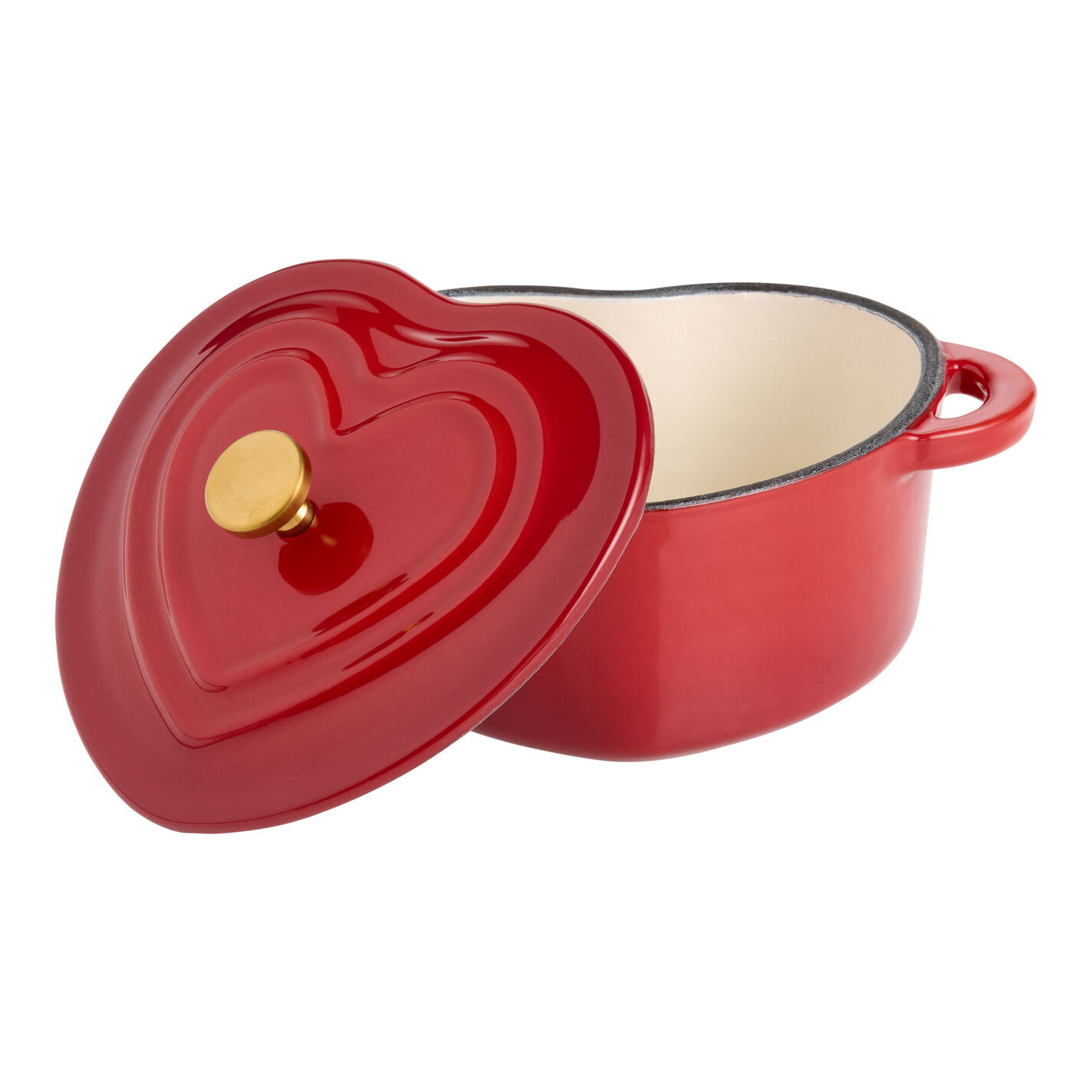 Mini Red and Pink Enameled Cast Iron Heart Shaped Cocotte | World Market