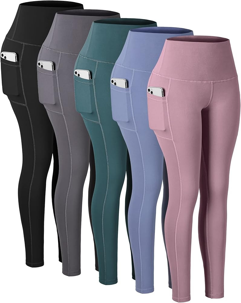 CHRLEISURE Leggings with Pockets for Women, High Waisted Tummy Control Workout Yoga Pants | Amazon (US)