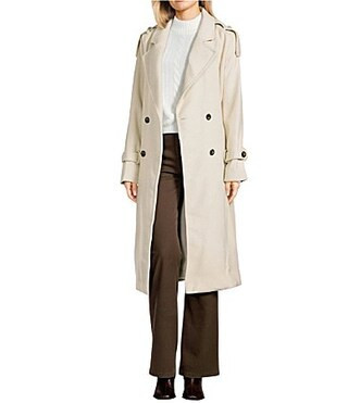 GB Brushed Notch Lapel Belted Trench Coat - S | Dillard's
