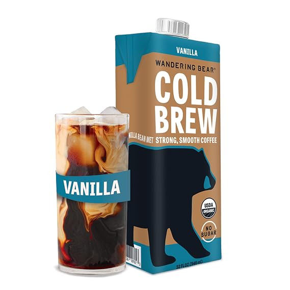Wandering Bear Coffee, Coffee Cold Brew Vanilla Organic, 32 Fl Oz | Amazon (US)