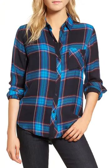 Women's Rails Hunter Plaid Shirt, Size XX-Small - Blue | Nordstrom