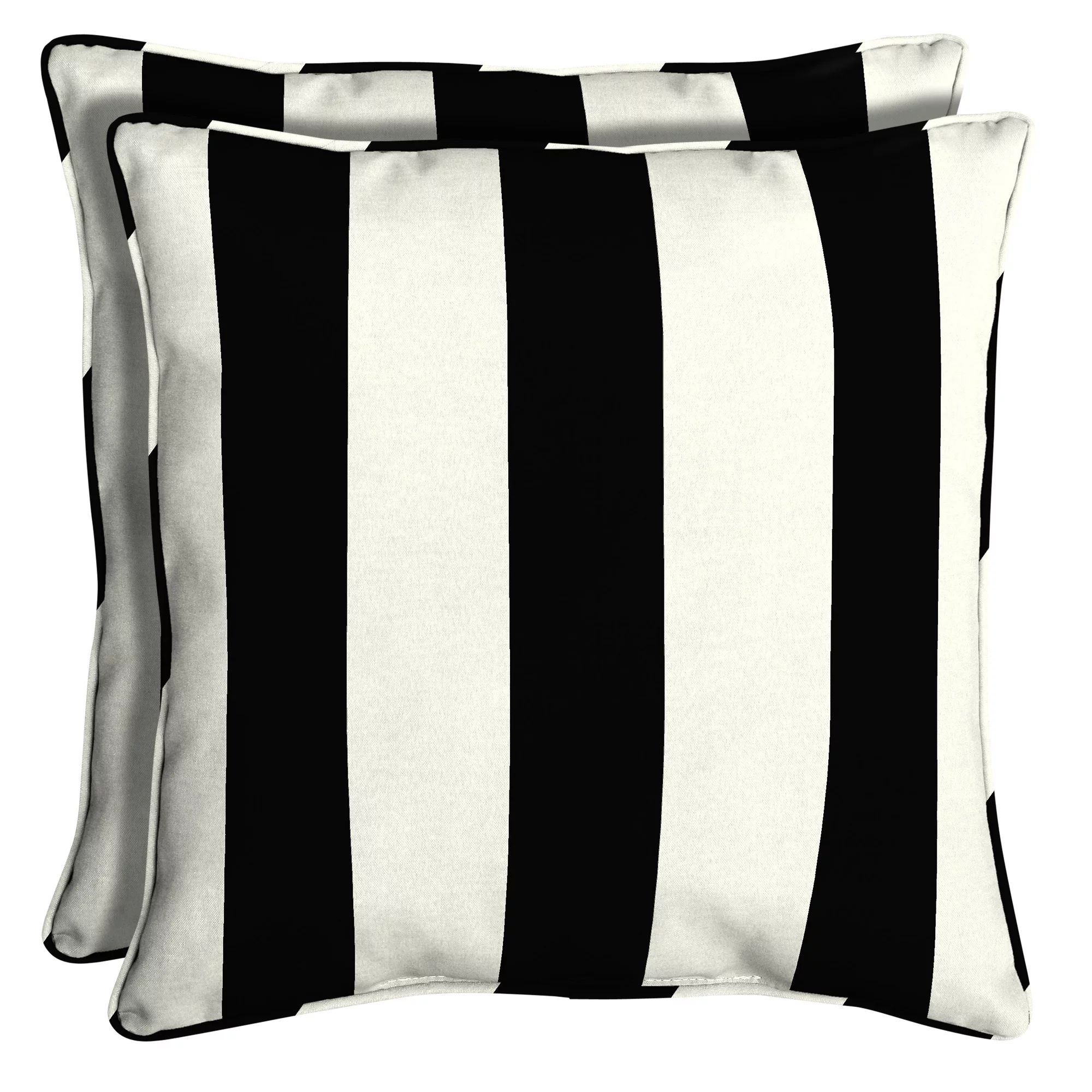 Better Homes & Gardens Black & White Stripe 20” x 20” Outdoor Pillow, 2 Pack | Walmart (US)