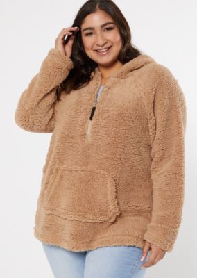 Plus Tan Sherpa Half Zip Pullover | rue21