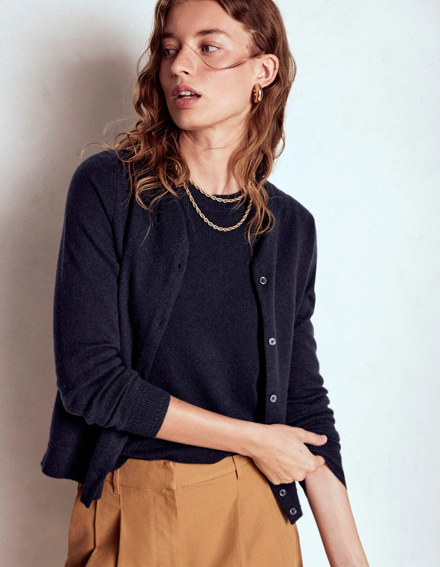 Eva Cashmere Crew Cardigan-Navy | Boden (US)