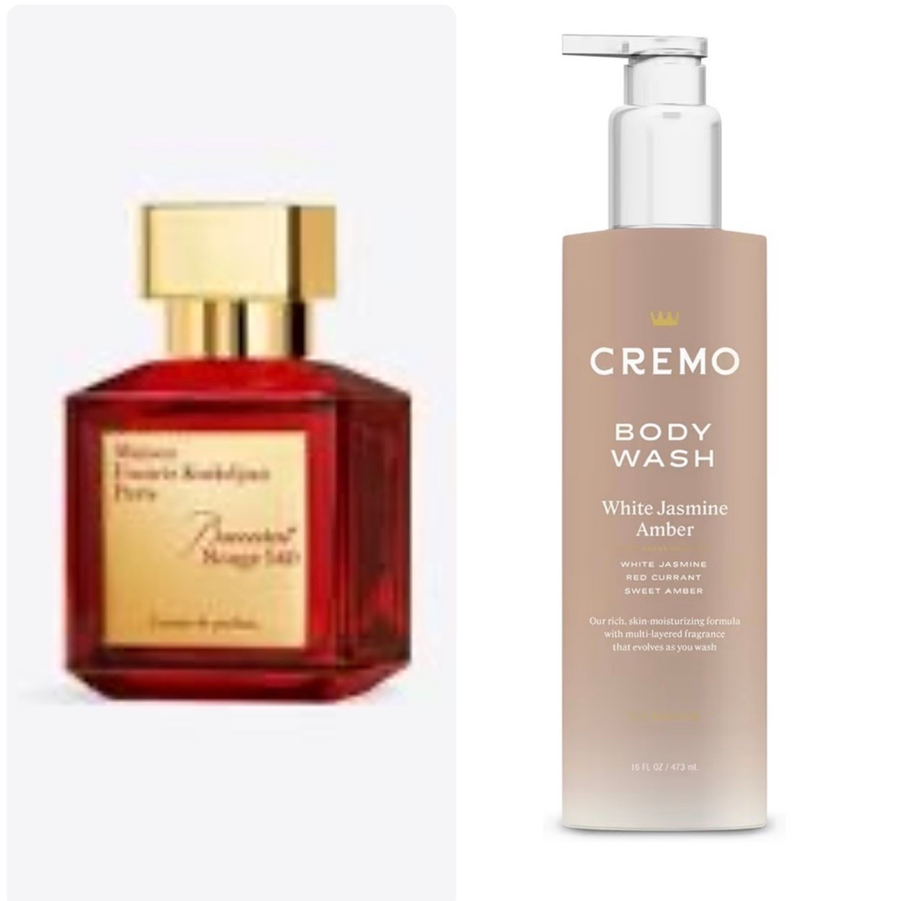 luxedupes / scentdupe / fragrancefind / affordableluxury / jasmineamber / warmandsweet / signaturevibes / everydayelegance / richnotes / glowup / beautyfind / under15 / showerluxury / softandsultry / datevibes / skinfirst / fragrancehack / highendlowcost / scentlayering / cleanbeauty / subtleluxury / cozyvibes / feminineenergy / freshandwarm / everydaychic / budgetfind / smellingood / confidenceboost / timelessscent / sweetandsensual / dupealert / fragranceobsessed / showerupgrade / luxeonabudget / signatureenergy / longlastingscent / richandwarm / simpleluxury / glowdaily

Hashtags:
#dupe #fragrancedupe #luxeforless #cremo #baccaratrouge540 #affordableluxury #scentdupe #beautyfinds #smellgood #budgetbeauty

Blurb:
This body wash gives that same warm, sweet, slightly woody vibe as Baccarat Rouge 540—thanks to its jasmine and amber blend. Cremo Body Wash White Jasmine Amber layers beautifully, leaving a soft, lingering scent that feels expensive without the price tag.