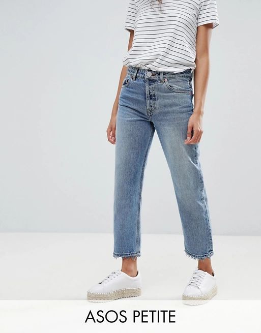 ASOS PETITE RECYCLED FLORENCE AUTHENTIC Straight Leg Jeans In Spring Light Stone Wash | ASOS UK