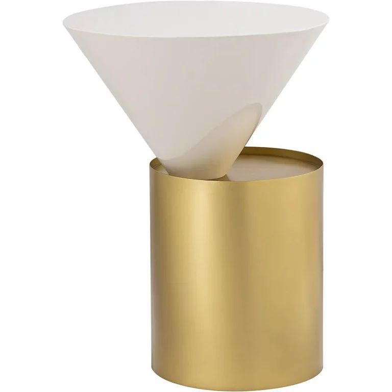 Trent Home Contemporary White Metal Top End Table with Brushed Brass Metal Base | Walmart (US)
