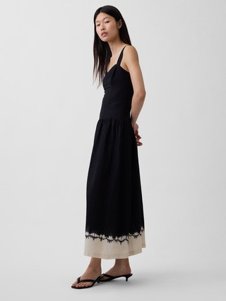 Linen-Blend Drop-Waist Corset Maxi Dress | Gap (US)