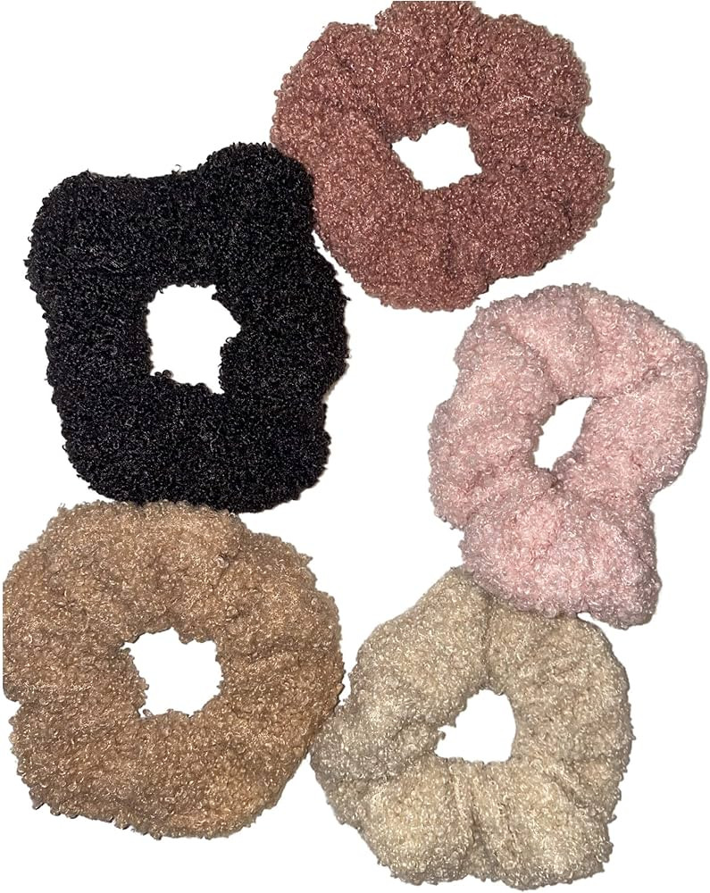 Guiyal 5 Pack Teddy Scrunchies, Premium Sherpa Scrunchy Elastic Hair Bands for Girls, Trendy Wome... | Amazon (US)