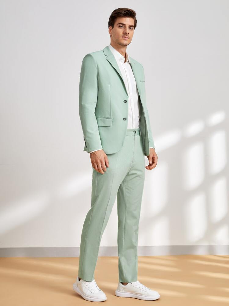 SHEIN Men Single Breasted Blazer & Tailored Pants | SHEIN