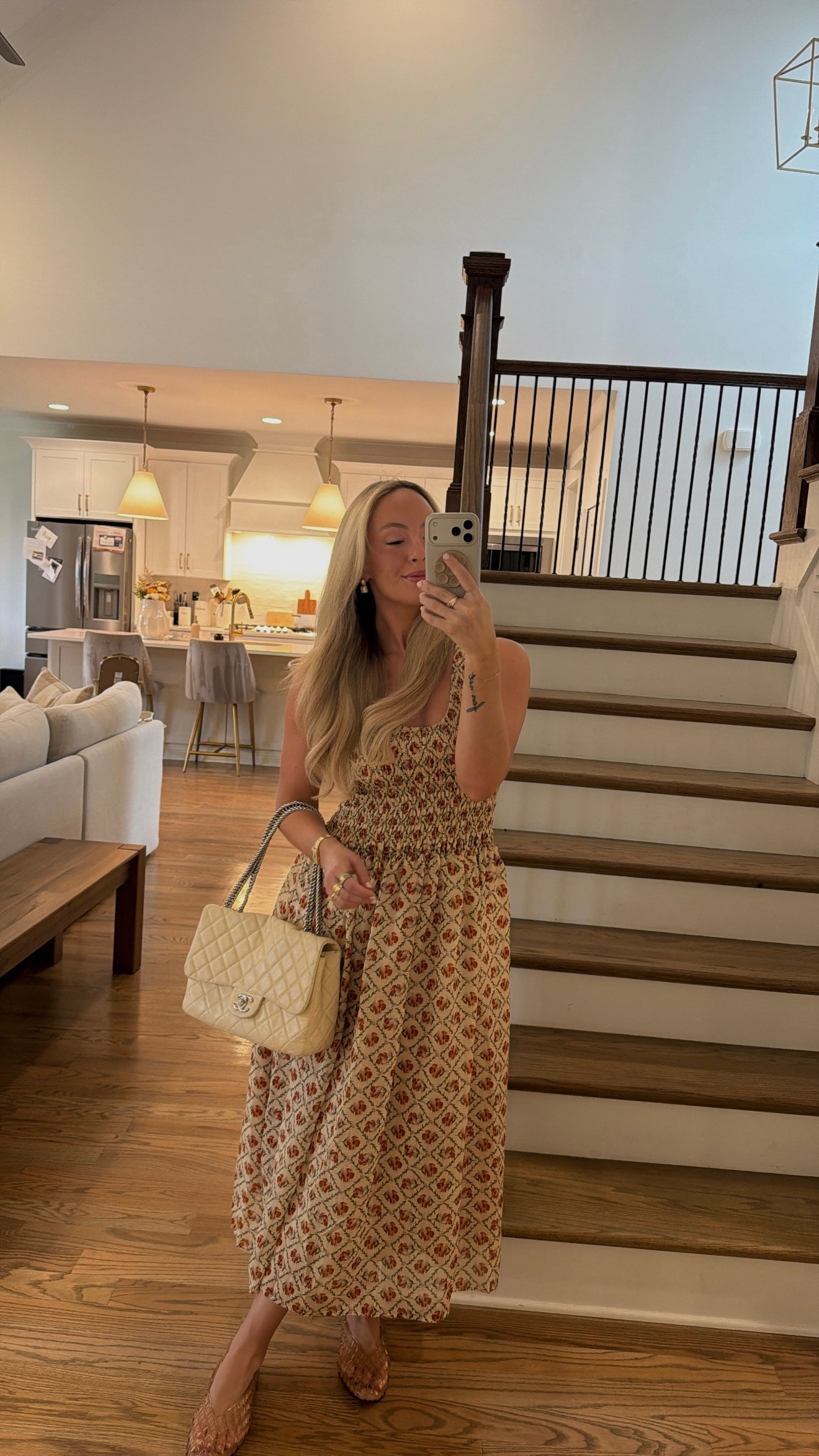 Fall maxi dress, floral maxi dress, fall dress outfit, autumn outfit women, fall date night outfit, fall brunch outfit, floral fall dress, woven flats, feminine fall outfit, transitional fall outfit 

 #LTKdayinmylife #LTKootd #LTKSeasonal