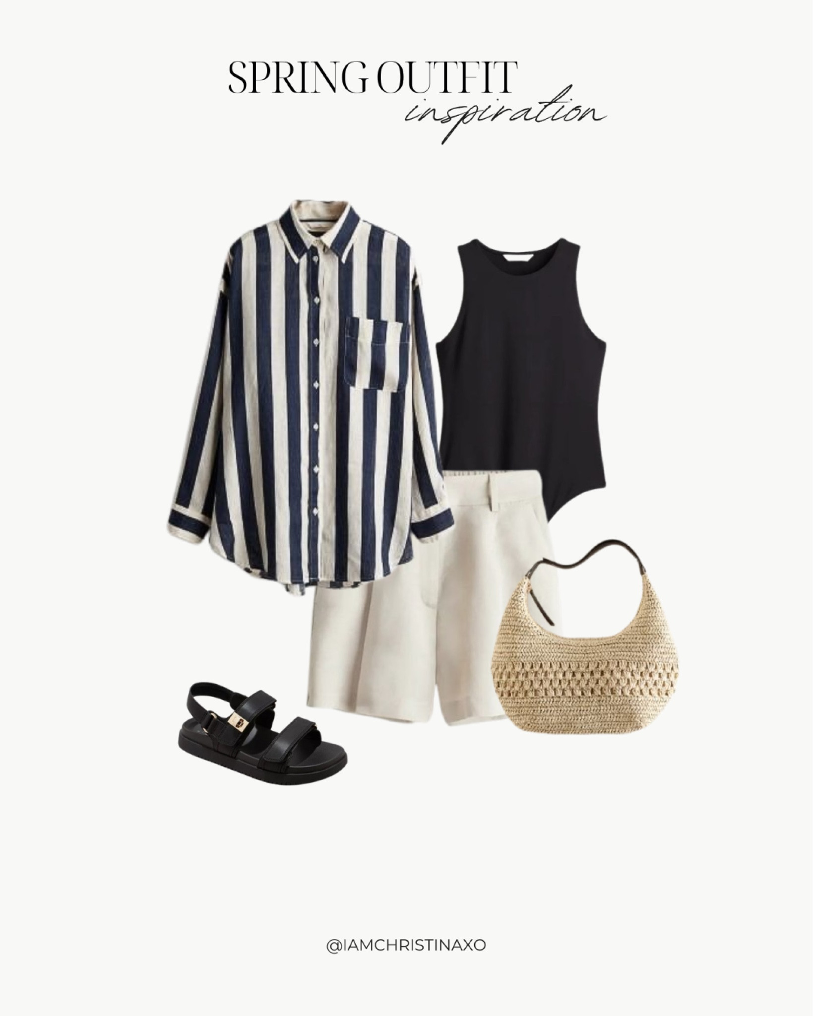 Spring out if inspiration
— 

Spring outfit, spring looks, spring outfit ideas, stripe shirt, linen shorts, beige linen shorts, black sandals, Women’s tote bag, straw shoulder bag, black bodysuit top, oversized linen shirt,  women’s shirt, women’s top, H&M women’s clothes, H&M finds, H&M looks, H&M style, women’s oversized shirt, women’s long shirt style, style, black and beige outfit 

#LTKFindsUnder50 #LTKFindsUnder100 #LTKStyleTip
