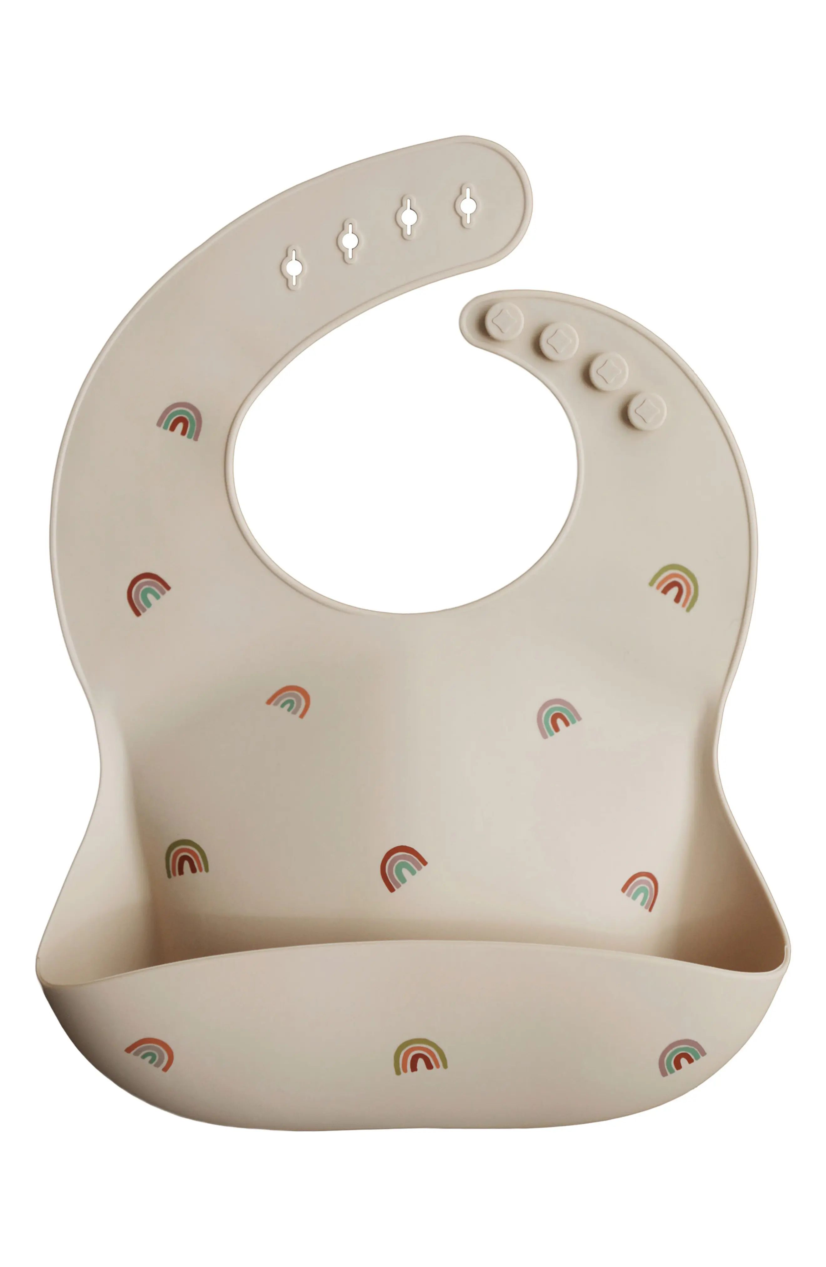 Mushie Rainbows Silicone Bib in Natural at Nordstrom | Nordstrom